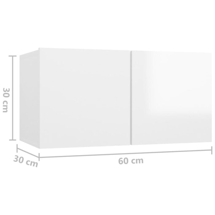 Meubles TV suspendus 2 pcs Blanc brillant 60x30x30 cm – Image 7
