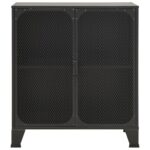 Armoire de rangement Gris 72x36x82 cm Métal et MDF – Image 2