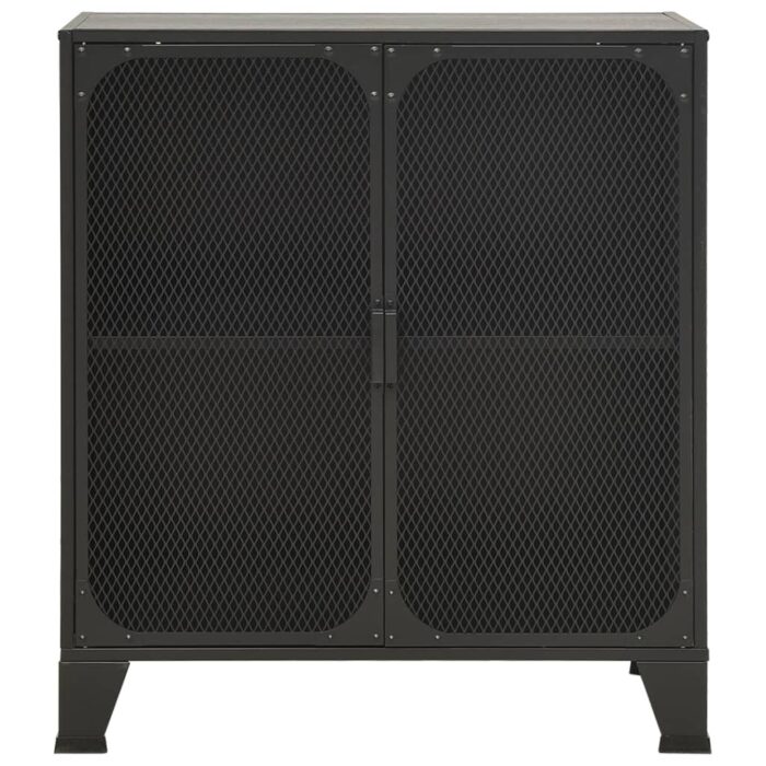 Armoire de rangement Gris 72x36x82 cm Métal et MDF – Image 2