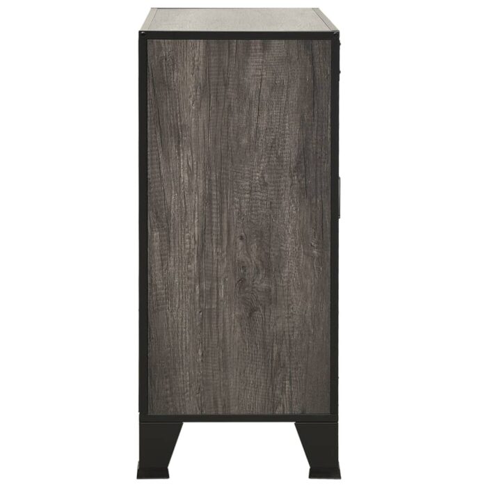 Armoire de rangement Gris 72x36x82 cm Métal et MDF – Image 3