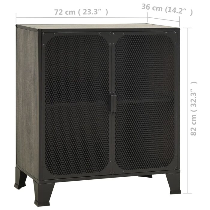Armoire de rangement Gris 72x36x82 cm Métal et MDF – Image 7