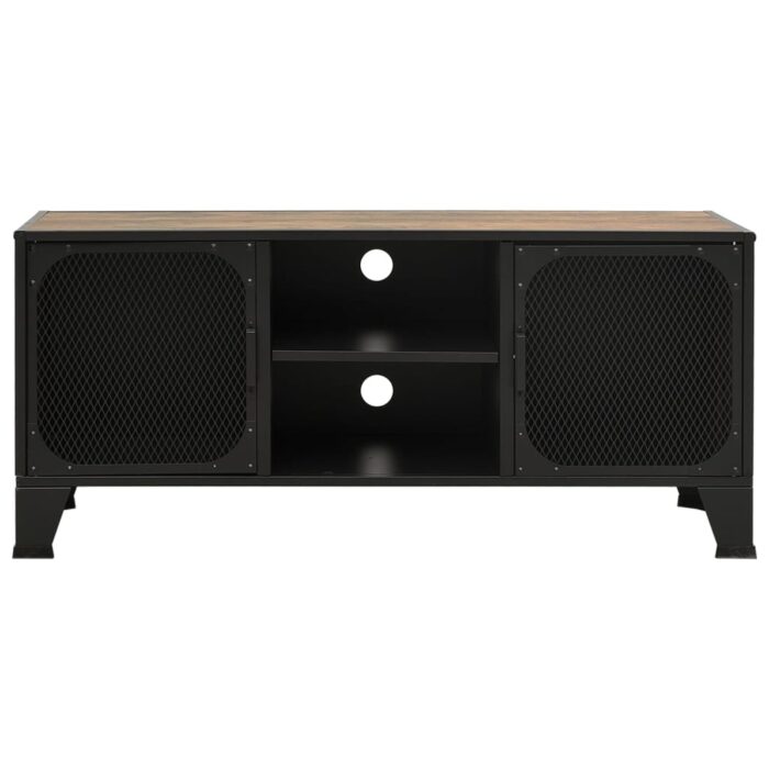 Meuble TV Marron rustique 105x36x47 cm Métal et MDF – Image 2