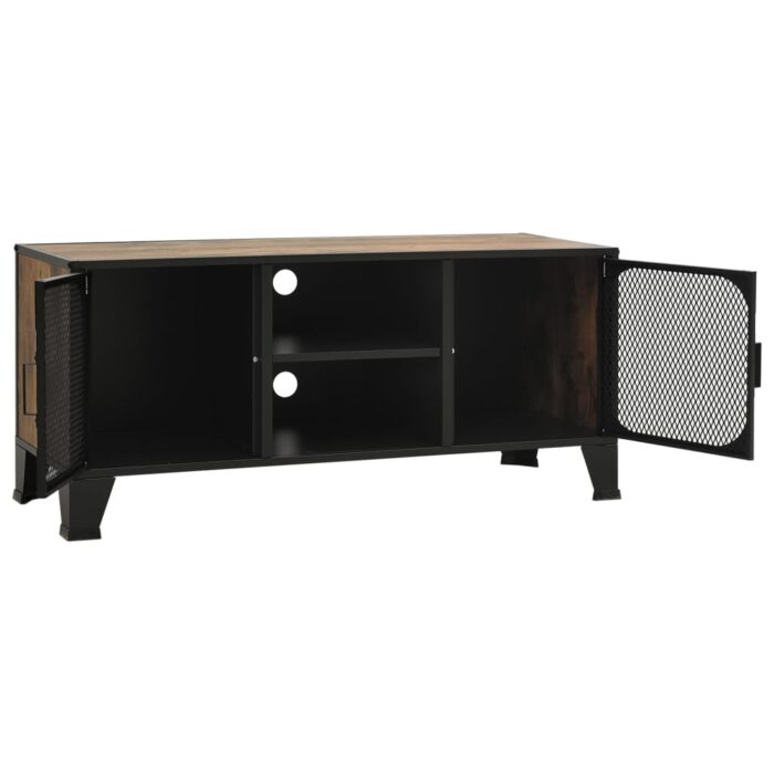 Meuble TV Marron rustique 105x36x47 cm Métal et MDF – Image 5