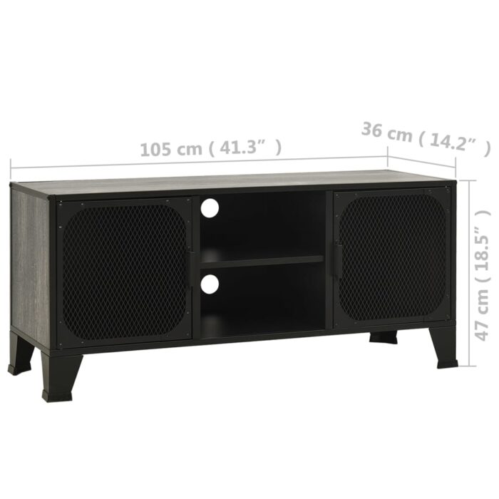 Meuble TV Gris 105x36x47 cm Métal et MDF – Image 7