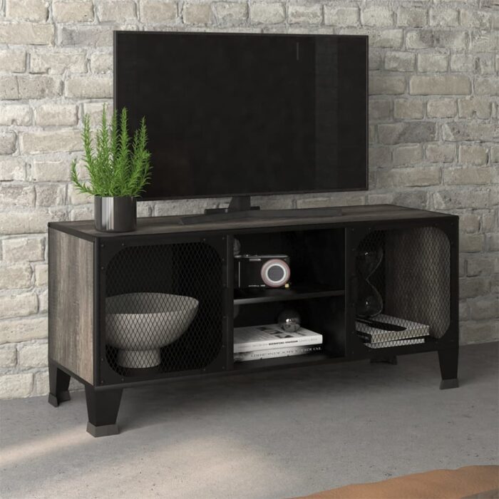 Meuble TV Gris 105x36x47 cm Métal et MDF – Image 1