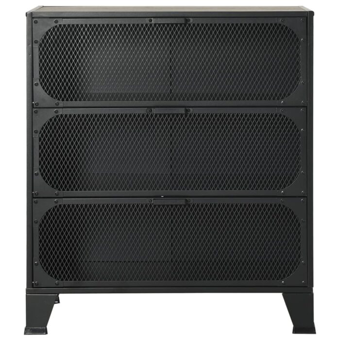 Armoire de rangement Gris 72x36x82 cm Métal et MDF – Image 2
