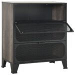 Armoire de rangement Gris 72x36x82 cm Métal et MDF – Image 5