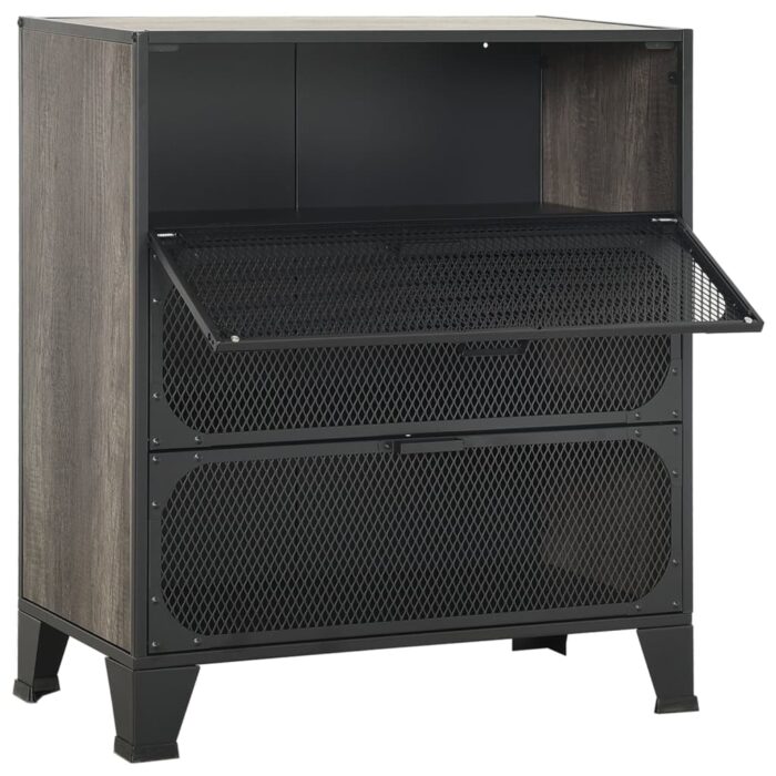 Armoire de rangement Gris 72x36x82 cm Métal et MDF – Image 5