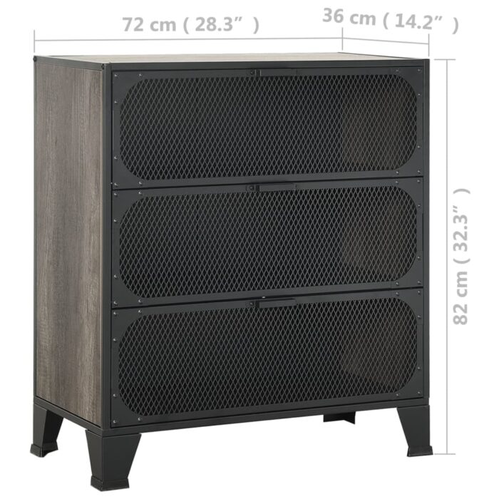 Armoire de rangement Gris 72x36x82 cm Métal et MDF – Image 7