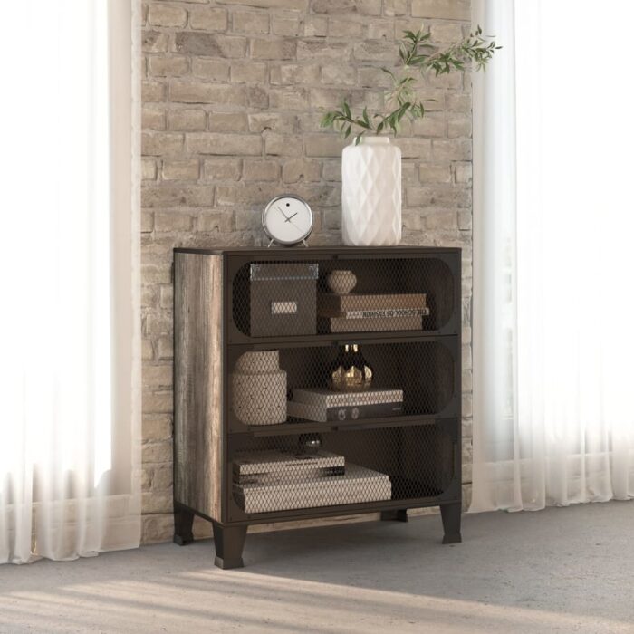 VXL8720286588246_m_en_hd_1.jpg Armoire de rangement Gris 72x36x82 cm Métal et MDF – Image 1