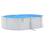 Piscine ovale avec parois en acier 490x360x120 cm Blanc