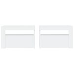 Tables de chevet 2 pcs avec LED Blanc 60x35x40 cm – Image 2