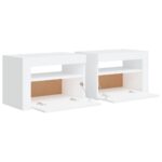 Tables de chevet 2 pcs avec LED Blanc 60x35x40 cm – Image 3