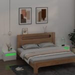 Tables de chevet 2 pcs avec LED Blanc 60x35x40 cm – Image 6