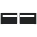Tables de chevet 2 pcs avec LED Noir 60x35x40 cm – Image 2