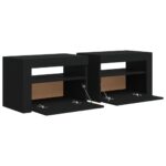 Tables de chevet 2 pcs avec LED Noir 60x35x40 cm – Image 3