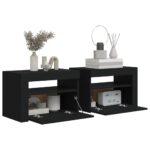 Tables de chevet 2 pcs avec LED Noir 60x35x40 cm – Image 5