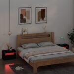 Tables de chevet 2 pcs avec LED Noir 60x35x40 cm – Image 7