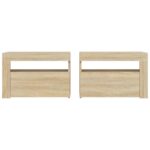 Tables de chevet 2 pcs avec LED Chêne Sonoma 60x35x40 cm – Image 2