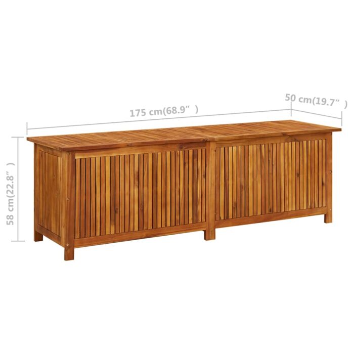Boîte de rangement de jardin 175x50x58 cm Bois d'acacia solide – Image 9
