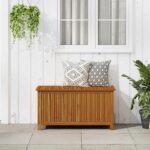 Boîte de rangement de jardin 113x50x58 cm Bois d'acacia solide – Image 8