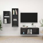 Ensemble de meuble TV 3 pcs Gris brillant Bois d'ingénierie
