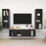 Ensemble de meuble TV 3 pcs Gris brillant Bois d'ingénierie