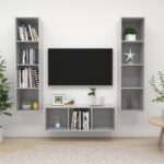 Ensemble de meuble TV 3 pcs Gris béton Bois d'ingénierie
