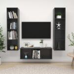 Ensemble de meuble TV 3 pcs Gris brillant Bois d'ingénierie