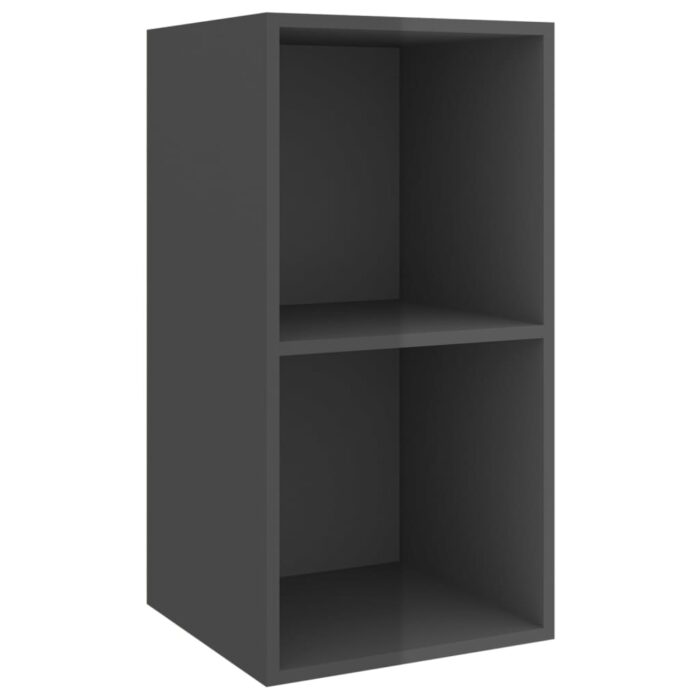 Meubles TV muraux 4 pcs Gris brillant Bois d'ingénierie – Image 2