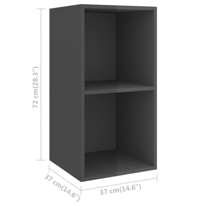 Meubles TV muraux 4 pcs Gris brillant Bois d'ingénierie – Image 3