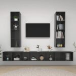 Meubles TV muraux 4 pcs Gris brillant Bois d'ingénierie