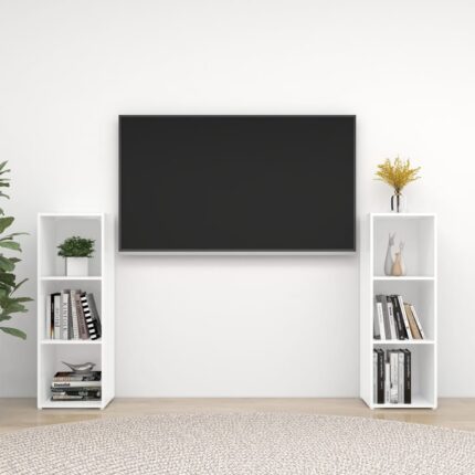 Meubles TV 2 pcs Blanc 107x35x37 cm Bois d'ingénierie