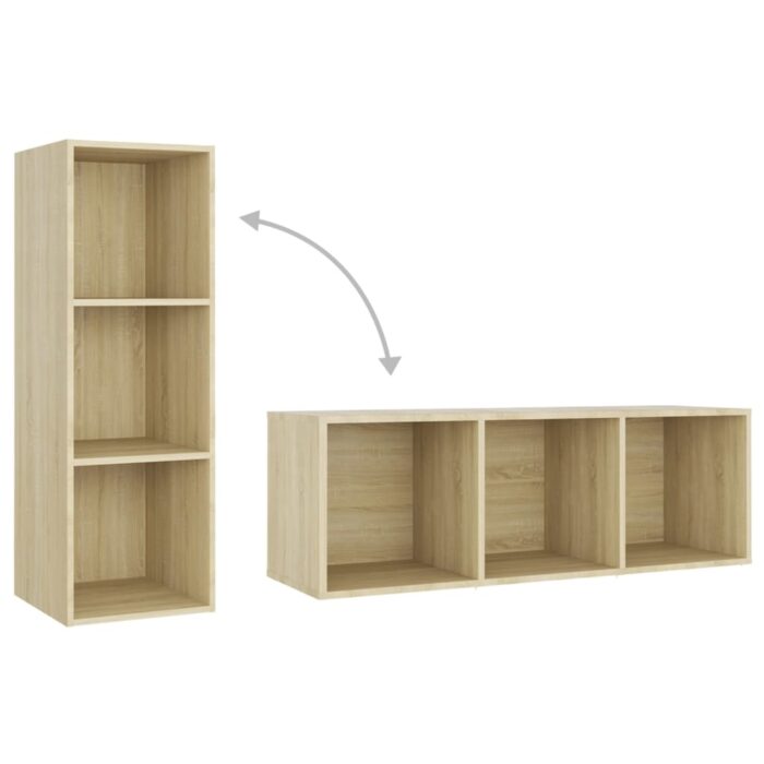 Meubles TV 2 pcs Chêne sonoma 107x35x37 cm Bois d'ingénierie – Image 6