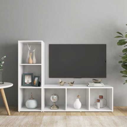 Meubles TV 2 pcs Blanc 107x35x37 cm Bois d'ingénierie