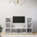 Meubles TV 3 pcs Blanc 107x35x37 cm Bois d'ingénierie