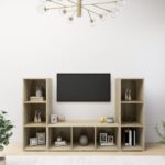 Meubles TV 3 pcs Chêne sonoma 107x35x37 cm Bois d'ingénierie