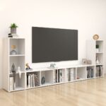 Meubles TV 4 pcs Blanc 107x35x37 cm Bois d'ingénierie