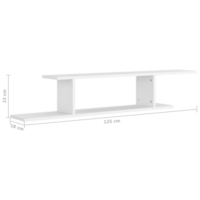 Étagère TV murale Blanc 125x18x23 cm Bois d’ingénierie – Image 5