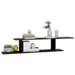 Étagère TV murale Noir 125x18x23 cm Bois d’ingénierie – Image 2