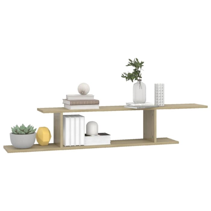 Étagère TV murale Chêne Sonoma 125x18x23 cm Bois d’ingénierie – Image 2