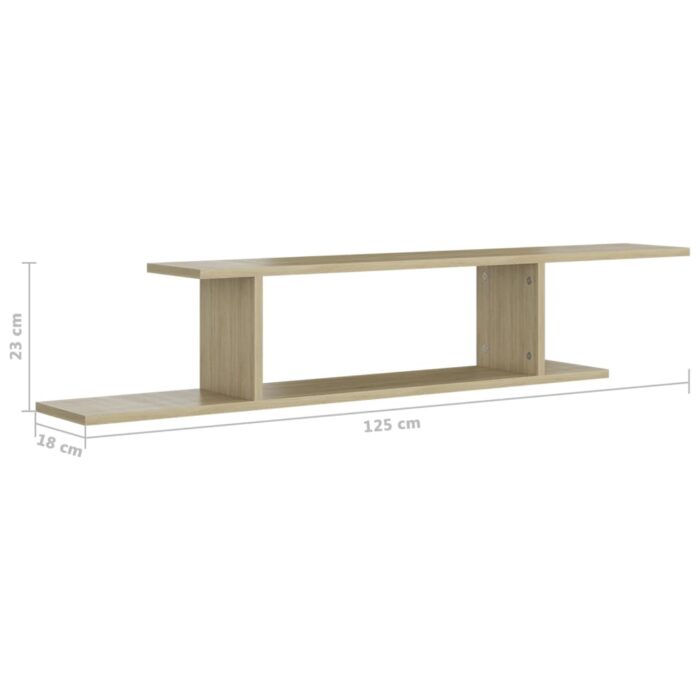 Étagère TV murale Chêne Sonoma 125x18x23 cm Bois d’ingénierie – Image 5