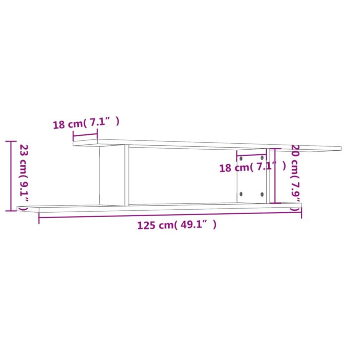 Étagère TV murale Chêne Sonoma 125x18x23 cm Bois d’ingénierie – Image 6