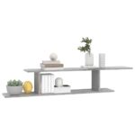 Étagère TV murale Gris béton 125x18x23 cm Bois d’ingénierie – Image 2