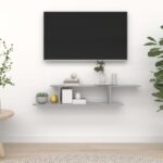 Étagère TV murale Gris béton 125x18x23 cm Bois d’ingénierie