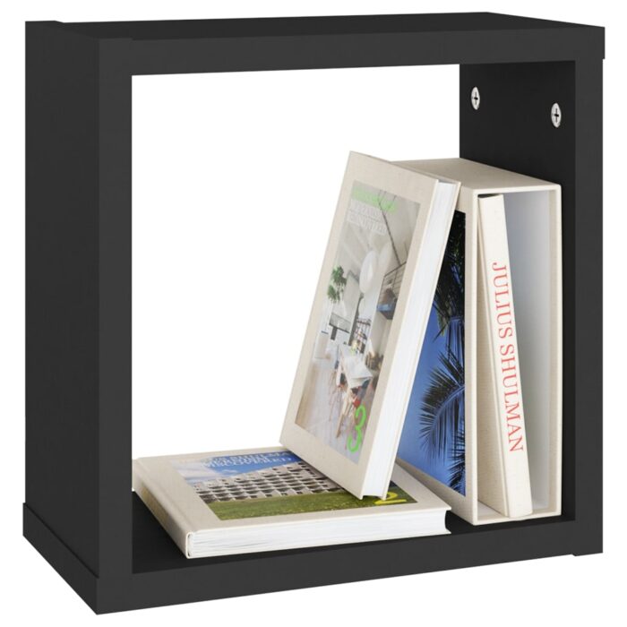 Étagères cube murales 2 pcs noir 30x15x30 cm – Image 2