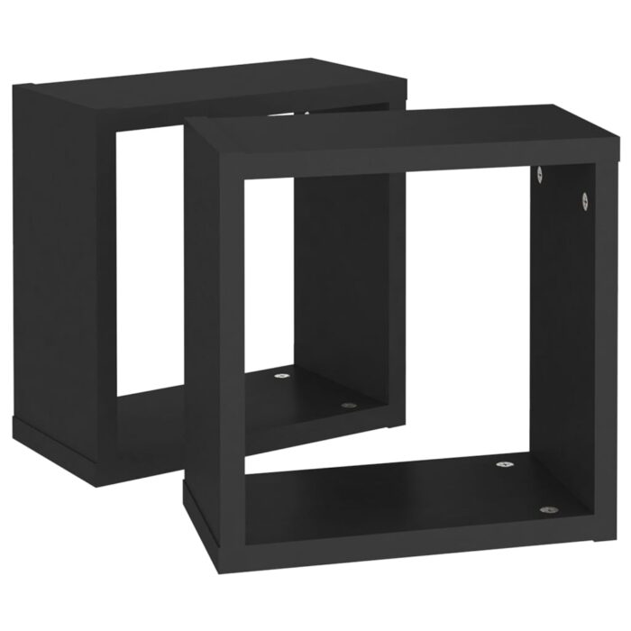 Étagères cube murales 2 pcs noir 30x15x30 cm – Image 4