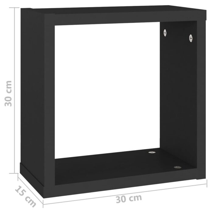 Étagères cube murales 2 pcs noir 30x15x30 cm – Image 9