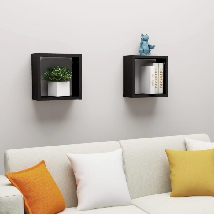 Étagères cube murales 2 pcs noir 30x15x30 cm – Image 1