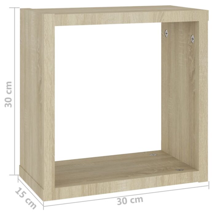 Étagères cube murales 4 pcs Chêne sonoma 30x15x30 cm – Image 9
